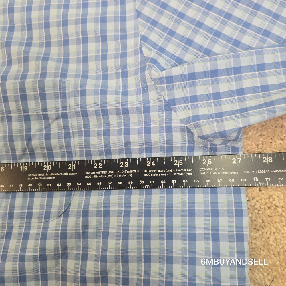 Eddie Bauer Mens XXL Tall Blue Plaid Short Sleeve Button Up Relaxed Fit Shirt - Picture 8 of 12